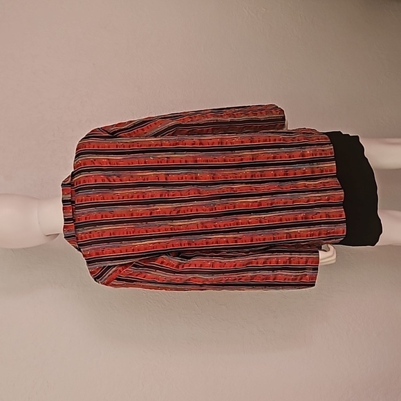 VTG CAROL TURNER Red Striped Lightweight Linen Button Down Shacket Shirt - Picture 6 of 8